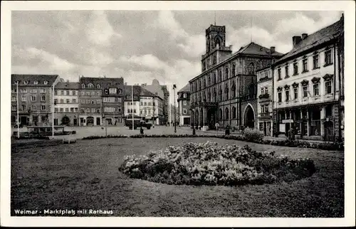 Ak Weimar in Thüringen, Marktplatz, Rathaus