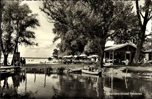 Ak Feldwies Übersee am Chiemsee, Strandblick, Terrasse