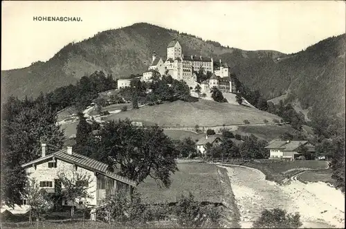 Ak Hohenaschau Aschau im Chiemgau Oberbayern, Ort mit Umgebung, Schloss