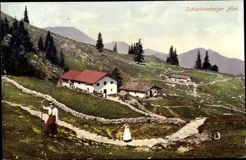 Ak Aschau im Chiemgau Oberbayern, Schlechtenberger Alm