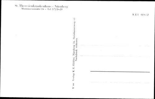 Ak Nürnberg in Mittelfranken, St. Theresienkrankenhaus