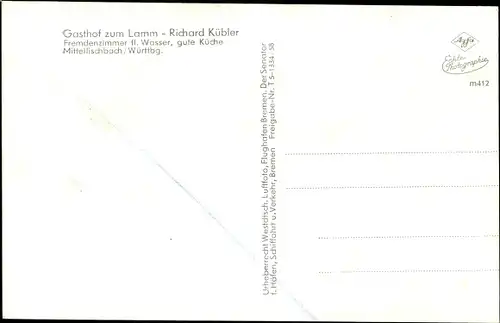 Ak Mittelfischbach Großerlach in Württemberg, Gasthof zum Lamm