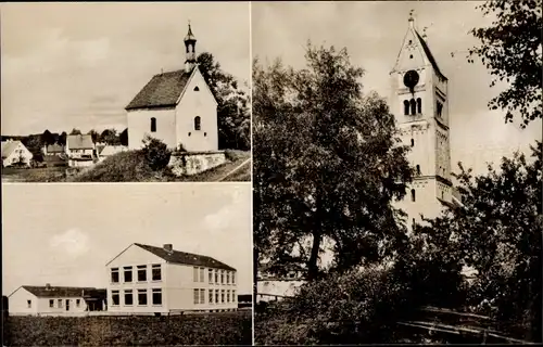 Ak Wehringen in Schwaben, Kirche, Schule, Kapelle