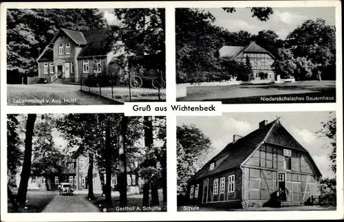 Ak Wichtenbeck Eimke Lüneburger Heide, Geschäft A. Holst, Niedersächs. Bauernhaus, Schule, Gasthof