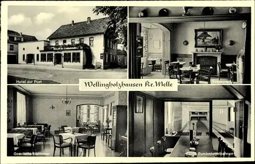 Ak Wellingholzhausen Melle in Niedersachsen, Hotel zur Post, Bundeskegelbahn