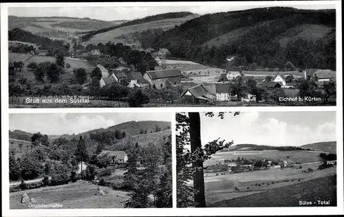 Ak Eichhof Kürten in Nordrhein Westfalen, Teilansicht, Grundermühle, Sülztal