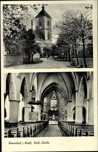 Ak Ramsdorf Velen in Westfalen, Kath. Kirche, Blick zum Altar