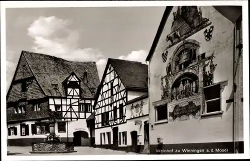 Ak Winningen an der Mosel, Weinhof, Weinhexenhaus, Weinbrunnen