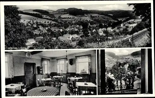 Ak Weiher Mörlenbach Odenwald, Gasthaus zur Haltestelle, Gg. Knapp, Gastzimmer