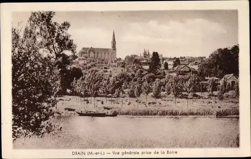 Ak Drain Maine et Loire, Vue générale prise de la Boire, Flusspartie