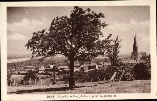 Ak Drain Maine et Loire, Vue générale prise de la Bègrolles, Panorama