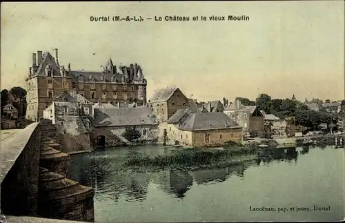 Ak Durtal Maine et Loire, le Château et le vieux Moulin