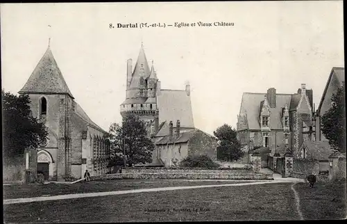 Ak Durtal Maine et Loire, Église et vieux Château