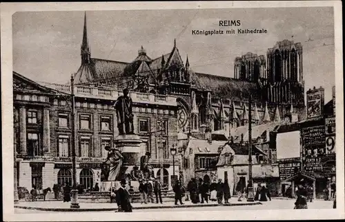 Ak Reims Marne, Königsplatz, Kathedrale