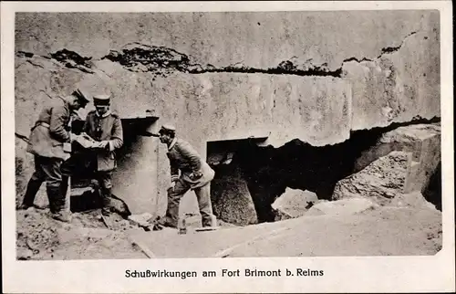 Ak Reims Marne, Schusswirkungen am Fort Brimont, 1. WK