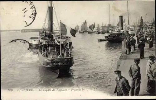 Ak Le Havre Seine Maritime, Le Depart du Paquebot Francois I.