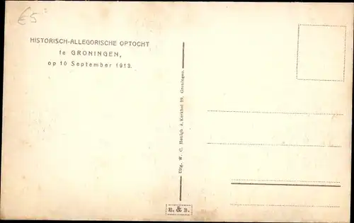 Ak Groningen Niederlande, Historisch-allegorische Optocht, 10. September 1913, Festwagen, Marine