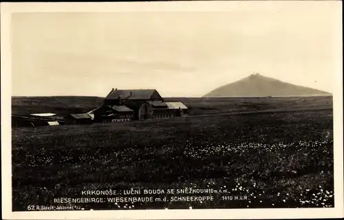 Ak Pec pod Sněžkou Petzer Riesengebirge Region Königsgrätz, Wiesenbaude, Luční bouda, Schneekoppe