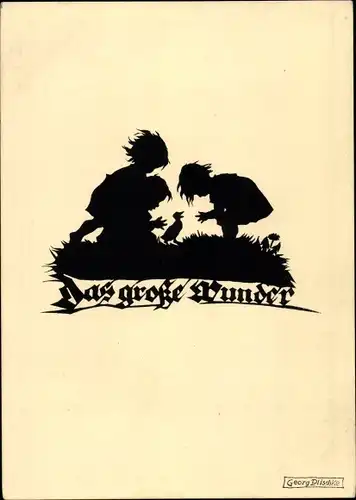 Scherenschnitt Ak Plischke, Georg, Das große Wunder, Kinder, Nr. 130