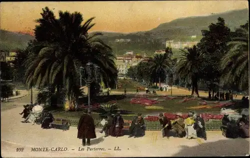 Ak Monte Carlo Monaco, Les Parterres, Boulevard, Jardins