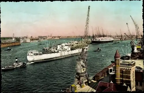 Ak Amsterdam Nordholland Niederlande, Gezicht op het Y, Hafen