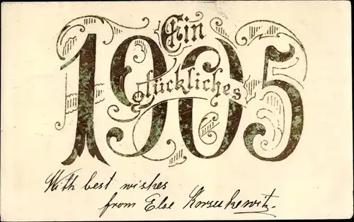 Präge Litho Glückwunsch Neujahr, Jahreszahl 1905