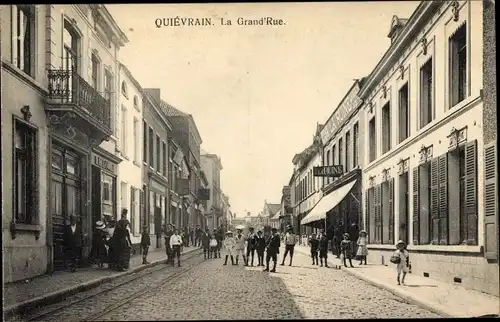 Ak Quiévrain Wallonien Hennegau, La Grand' Rue