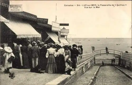 Ak Luc sur Mer Calvados, La Passerelle de Quilhoc, vue sur la Mer, Boulangerie Pitet