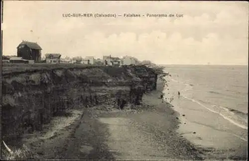 Ak Luc sur Mer Calvados, Falaises, Blick auf den Ort