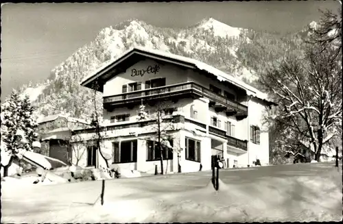 Ak Marquartstein im Chiemgau, Burg Café, Winter