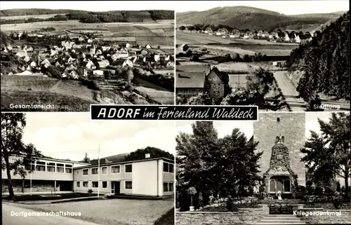 Ak Adorf Diemelsee Hessen, Siedlung, Kriegerdenkmal, Dorfgemeinschaft, Gesamtansicht