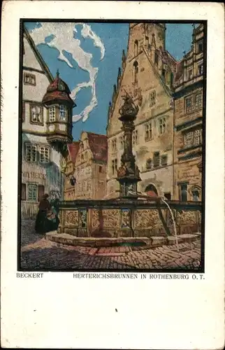 Künstler Ak Beckert, Fritz, Rothenburg ob der Tauber Mittelfranken, Herterichsbrunnen