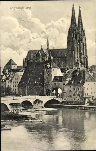Ak Regensburg an der Donau Oberpfalz, Stadtpanorama