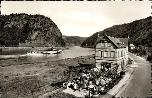 Ak St. Goar am Rhein, Hotel Restaurant Keutmann, Loreley, Dampfer, Berge