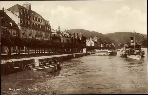 Ak Boppard am Rhein, Ufer, Salondampfer