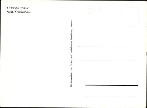 Ak Leverkusen im Rheinland, Städt. Krankenhaus