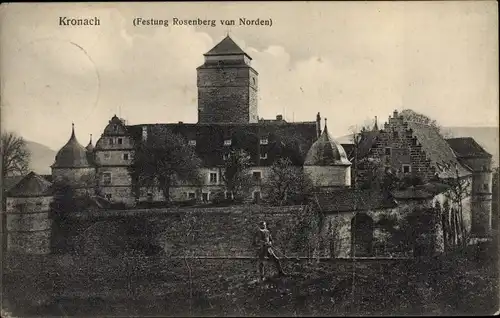 Ak Kronach Oberfranken, Teilansicht der Stadt mit Festung Rosenberg