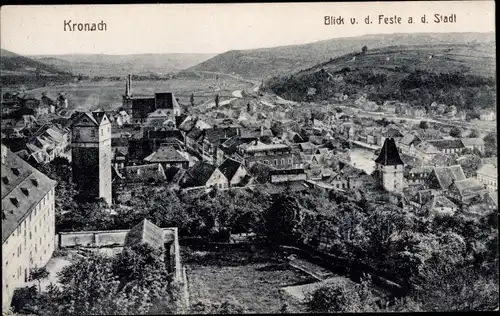 Ak Kronach in Oberfranken, Blick v. d. Feste auf die Stadt