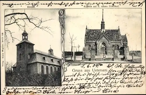 Ak Uetersen in Holstein, Kirche, Kapelle auf d. neuen Friedhof