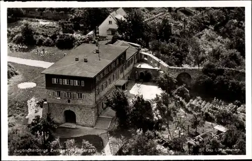 Ak Zwingenberg an der Bergstraße in Hessen, Luftbild der Jugendherberge