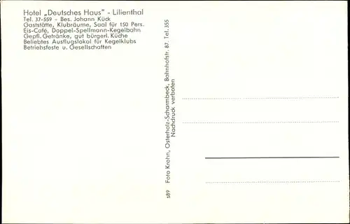 Ak Lilienthal Niedersachsen, Hotel Deutsches Haus, Kegelbahn
