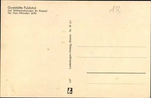 Ak Wilhelmshausen im Fuldatal, Gasthof Fuldatal, Ort
