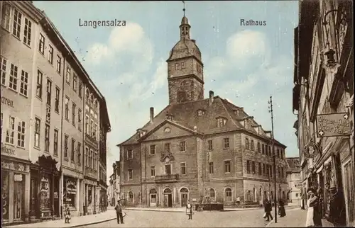 Ak Bad Langensalza, Ansicht vom Rathaus, Straße