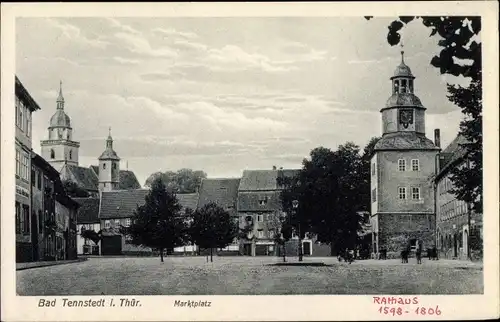 Ak Bad Tennstedt in Thüringen, Marktplatz, Rathaus