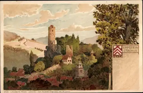 Künstler Litho Lauter, W., Eppstein im Taunus, Panorama vom Ort