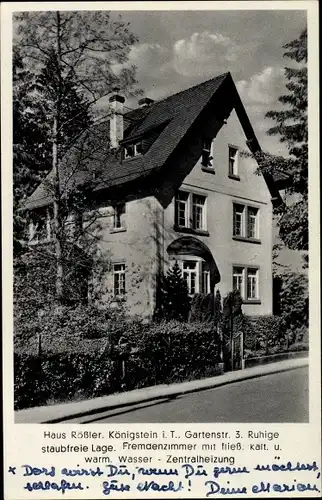 Ak Königstein im Taunus Hessen, Haus Rößler, Haus am Bach, Straßenpartie, Gartenstraße 3