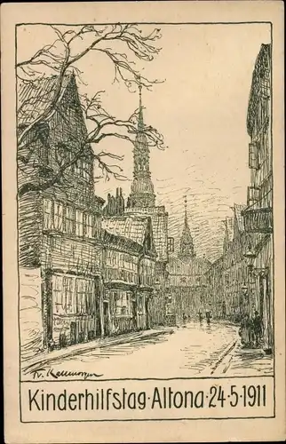 Künstler Ak Hamburg Altona, Straßenpartie, Kinderhilfstag, 24.05.1911