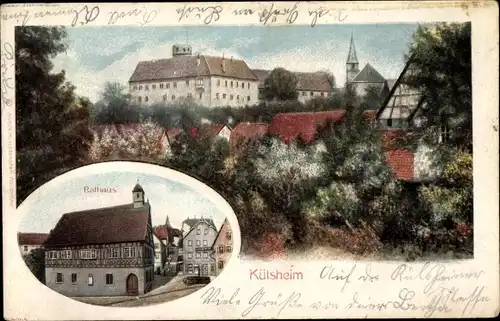 Ak Külsheim in Baden, Rathaus, Blick auf den Ort