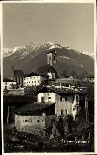 Foto Ak Schenna Scena Schönna Südtirol, Blick auf den Ort