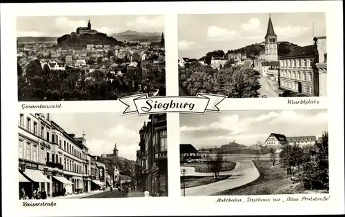 Ak Siegburg an der Sieg, Marktplatz, Kaiserstraße, Autobahn, Rasthaus zur Alten Poststraße